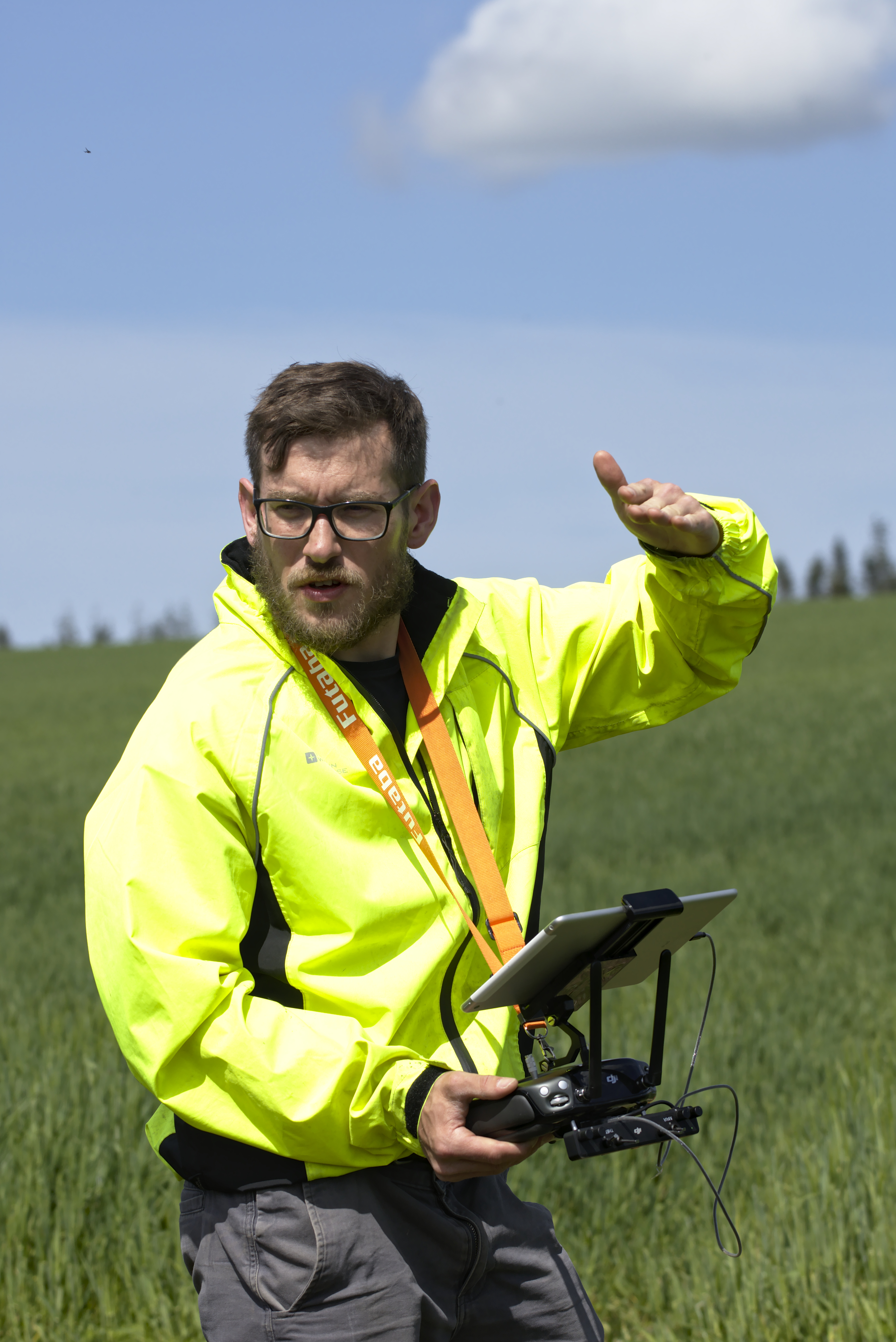 Professional drone pilot operating a drone